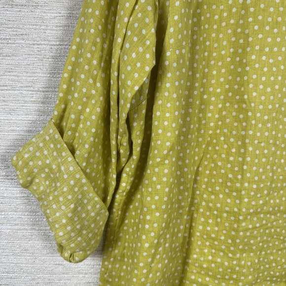 Rachel Zoe 100% Linen Womens 3X Yellow Polka Dot Resort Lagenlook Summer Casual - Picture 4 of 12